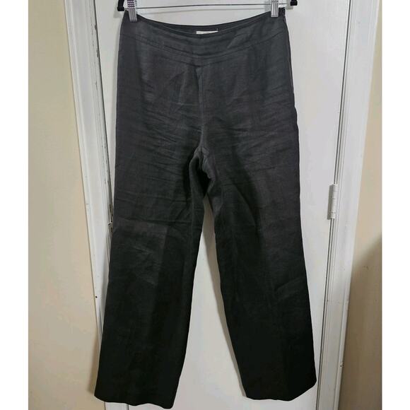 Talbots Signature Black Irish Linen High Rise Wide Leg Pants Size 8 Minimalist - Picture 1 of 6